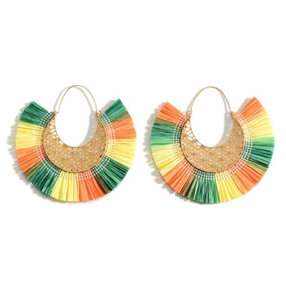 Multicolor Gold Threader Earrings Cubic Zirconia